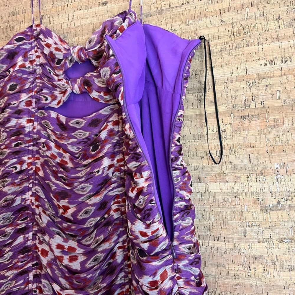 Zara Multicolor Purple Chiffon Ruched Cutout
Strappy Mini Dress - Picture 3 of 10